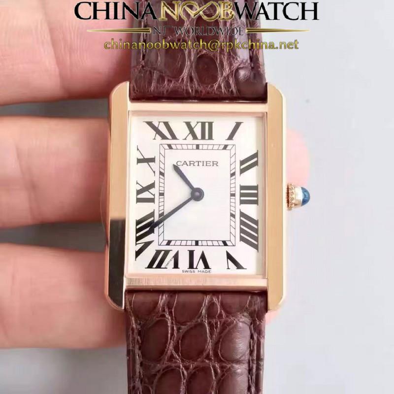 Replica Cartier Tank Solo Ladies W5200025 27MM x 34MM TW Rose Gold White Dial Swiss Quartz