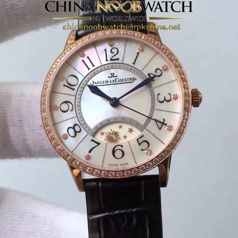 Replica Jaeger-LeCoultre Ladies Rendez-Vous Night & Day Large 3612420 38MM N Rose Gold & Diamonds Pearl Dial Swiss 898D/1