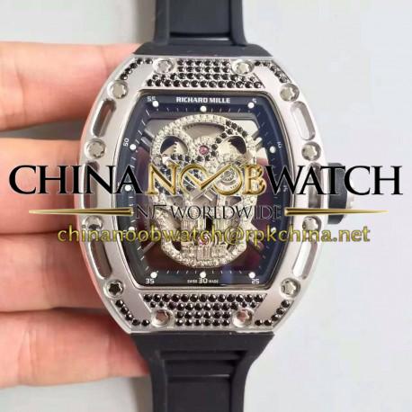 Replica Richard Mille RM052 SF Titanium & Black Diamond Diamond Skull Dial M6T51