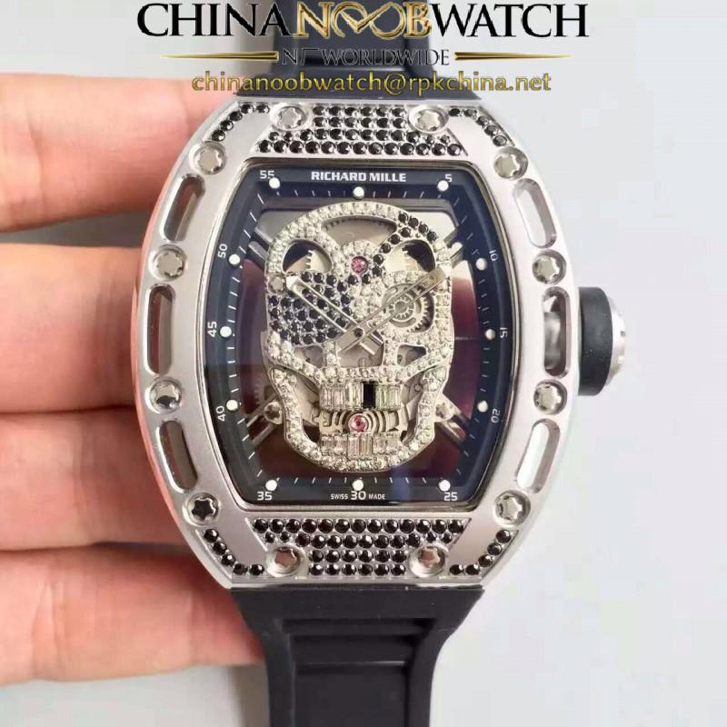 Replica Richard Mille RM052 SF Titanium & Black Diamond Diamond Skull Dial M6T51