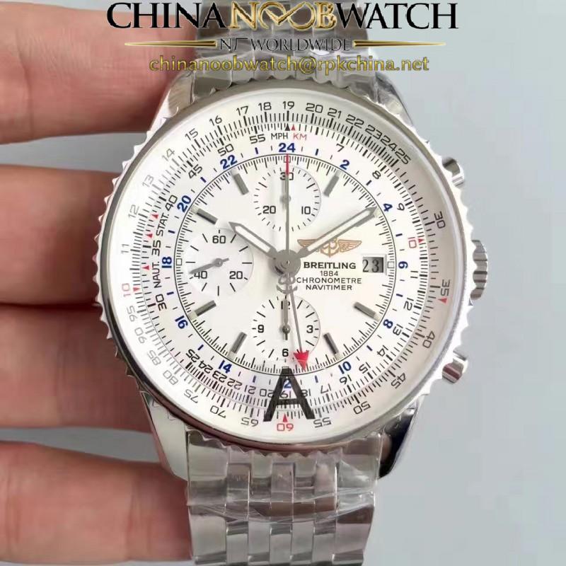 Replica Breitling Navitimer World A2432212/G571-443A JF Stainless Steel White Dial Swiss 7750