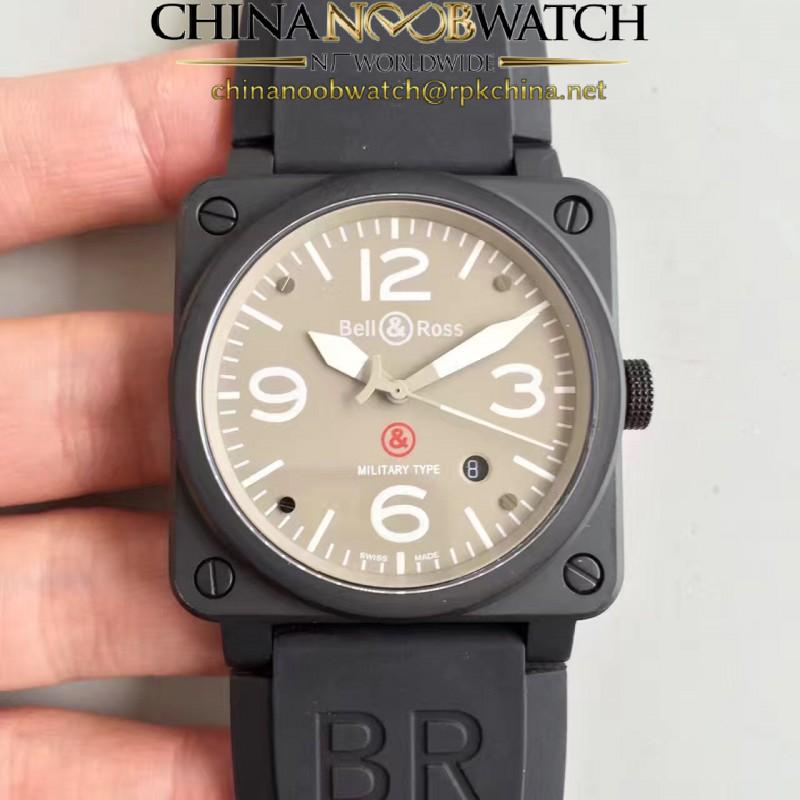 Replica Bell & Ross Aviation Military Type BR 03-92 ZF PVD Beige Dial M9015