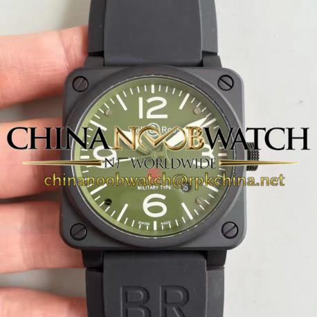 Replica Bell & Ross Aviation Military Type BR 03-92 ZF PVD Green Dial M9015