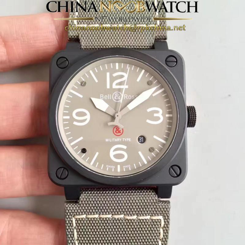 Replica Bell & Ross Aviation Military Type BR 03-92 ZF PVD Beige Dial M9015