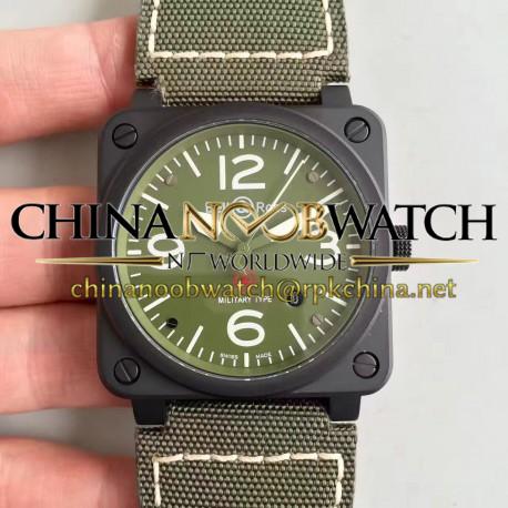 Replica Bell & Ross Aviation Military Type BR 03-92 ZF PVD Green Dial M9015