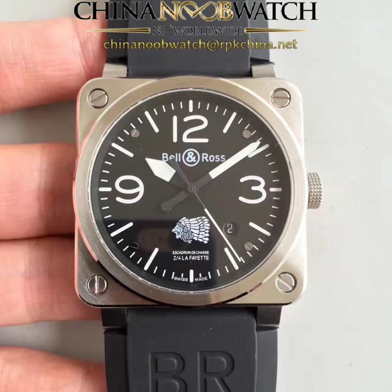 Replica Bell & Ross Aviation Military Type BR 03-92 Escadron De Chasse 2/4 La Fayette ZF Stainless Steel Black Dial M9015