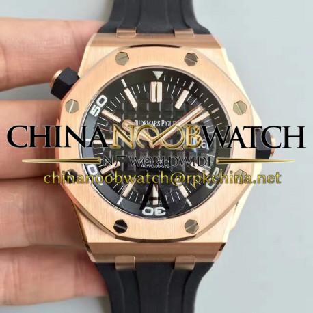 Replica Audemars Piguet Royal Oak Offshore Diver 15703 JF Rose Gold Black Dial Swiss 2824-2