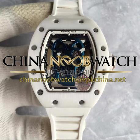 Replica Richard Mille RM052 KV White Ceramic & Rose Gold Blue Skull Dial M6T51