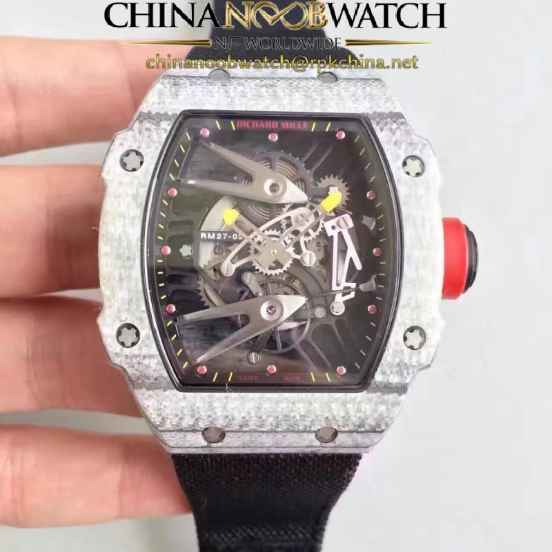 Replica Richard Mille RM27-02 Forged Carbon Black & Skeleton Dial M9015