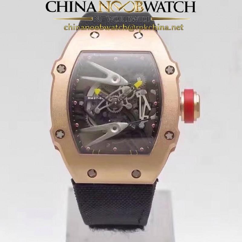 Replica Richard Mille RM27-02 Rose Gold Black & Skeleton Dial M9015