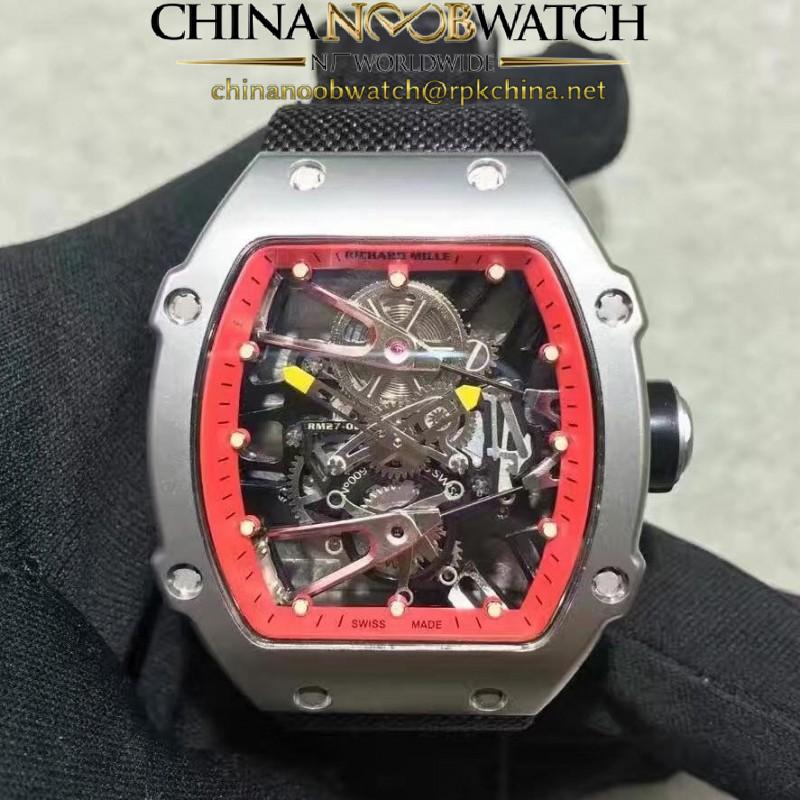 Replica Richard Mille RM27-02 Stainless Steel Red & Skeleton Dial M9015