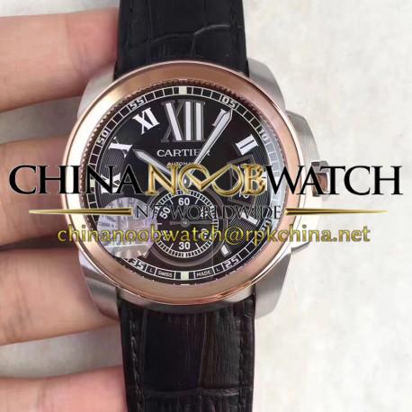 Replica Cartier Calibre de Cartier W7100039 42MM JF Stainless Steel & Rose Gold Black Dial Swiss Calibre 1904-PS MC