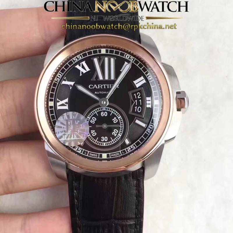 Replica Cartier Calibre de Cartier W7100039 42MM JF Stainless Steel & Rose Gold Black Dial Swiss Calibre 1904-PS MC