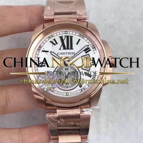 Replica Cartier Calibre de Cartier W7100018 42MM JF Rose Gold White Dial Swiss Calibre 1904-PS MC