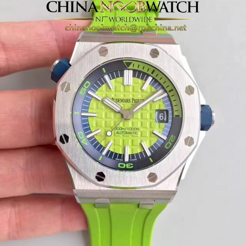 Replica Audemars Piguet Royal Oak Offshore Diver 15710ST.OO.A038CA.01 JF Stainless Steel Green Dial Swiss 3120