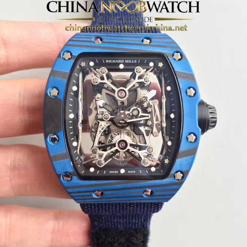 Replica Richard Mille RM50-27-01 NTPT KV Blue Forged Carbon Black & Skeleton Dial M9015