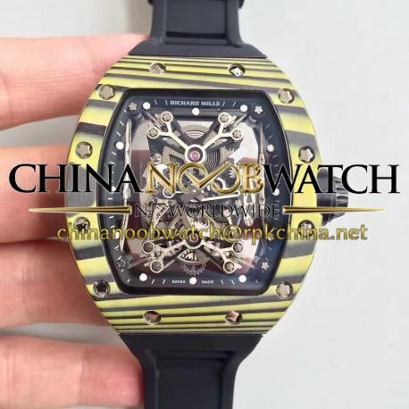 Replica Richard Mille RM50-27-01 NTPT KV Yellow Forged Carbon Black & Skeleton Dial M9015