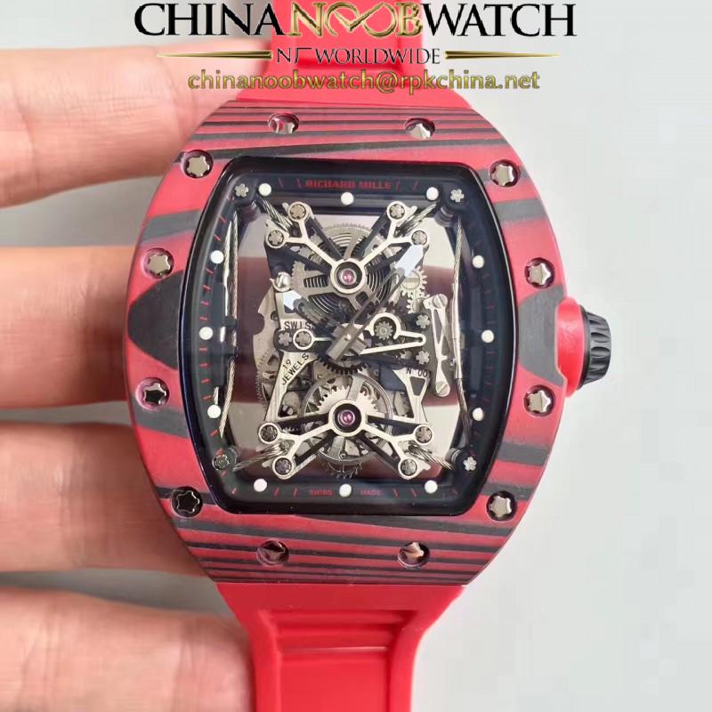 Replica Richard Mille RM50-27-01 NTPT KV Red Forged Carbon Black & Skeleton Dial M9015