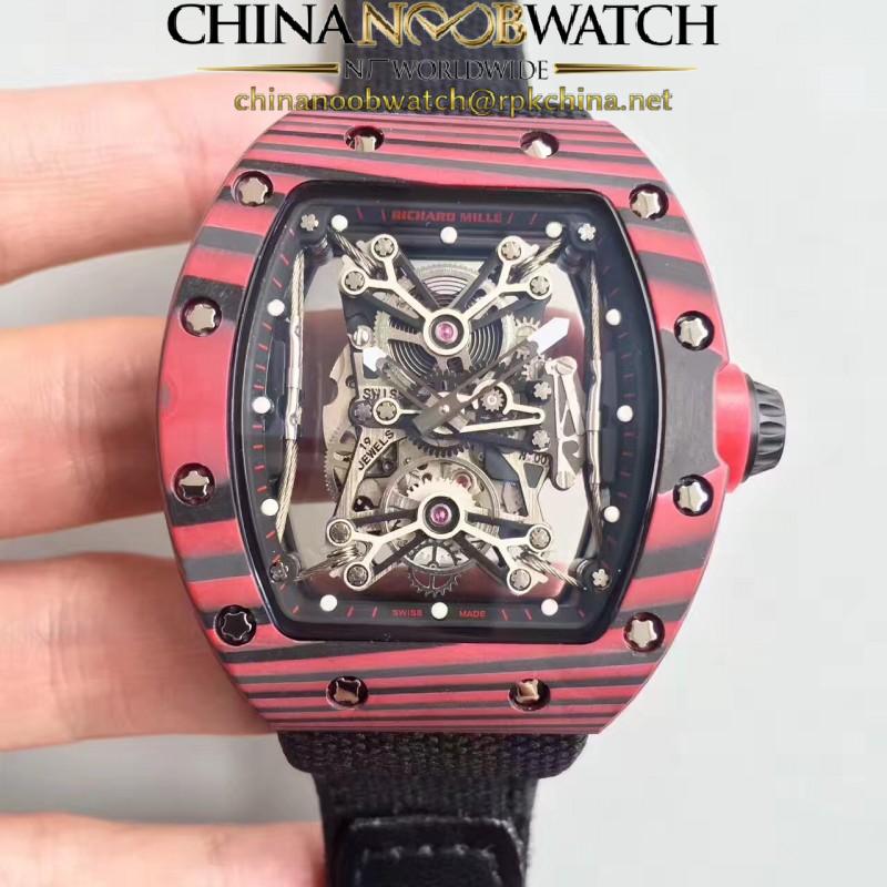 Replica Richard Mille RM50-27-01 NTPT KV Red Forged Carbon Black & Skeleton Dial M9015