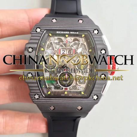 Replica Richard Mille RM011-03 Flyback Chronograph KV Forged Carbon Black Skeleton Dial Swiss 7750