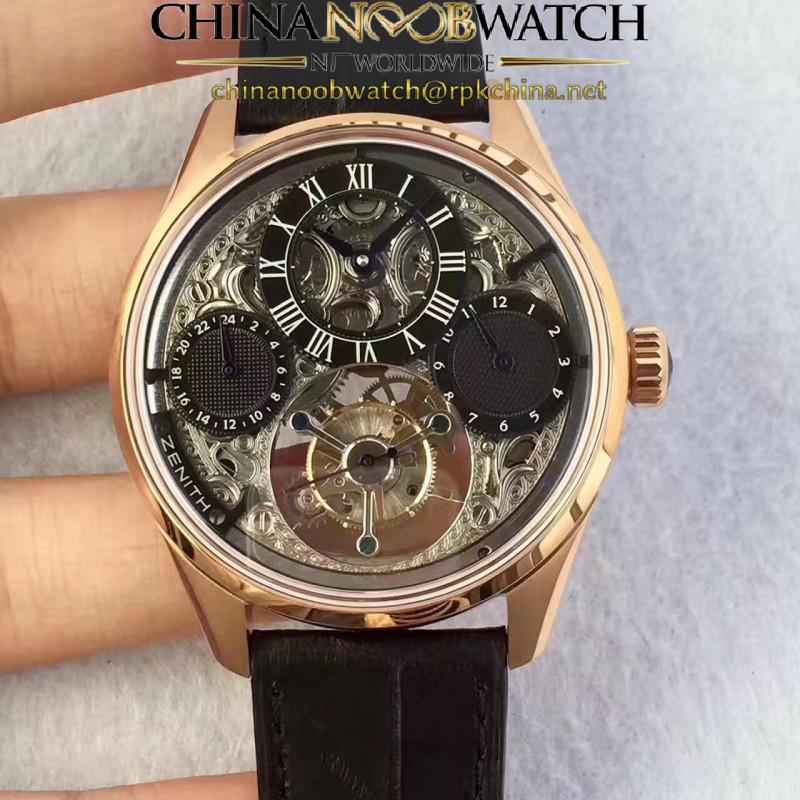 Replica Zenith El Primero Tourbillon BP Rose Gold Skeleton Dial Swiss Tourbillon