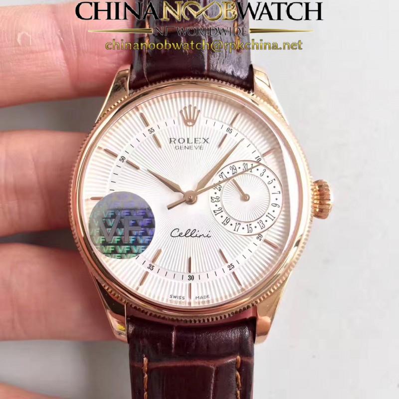 Replica Rolex Cellini Date 50515 VF Rose Gold White Dial Dial Swiss 3165