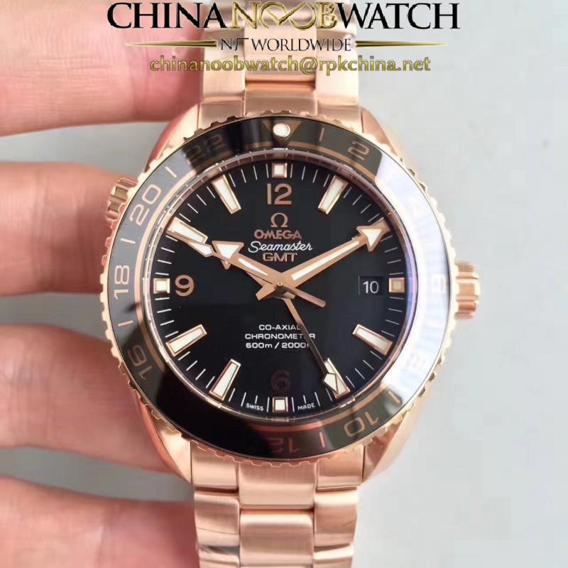 Replica Omega Seamaster Planet Ocean 600M GMT 232.63.44.22.01.001 XF Rose Gold Black Dial Swiss 8615