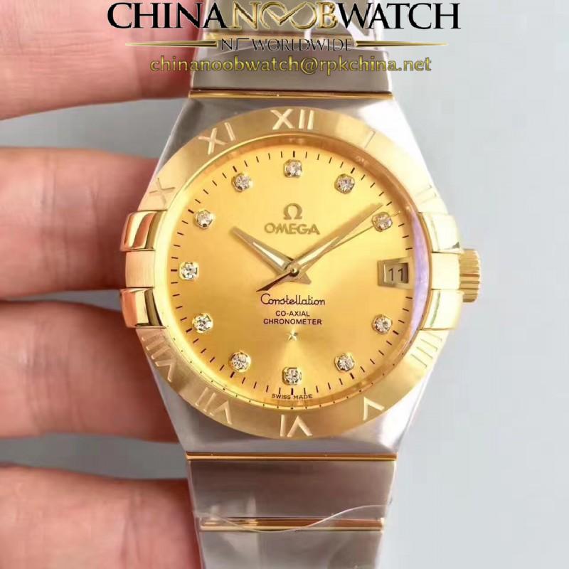 Replica Omega Constellation 123.20.38.21.58.001 38MM SSS Stainless Steel & Yellow Gold Champagne Dial Swiss 8500