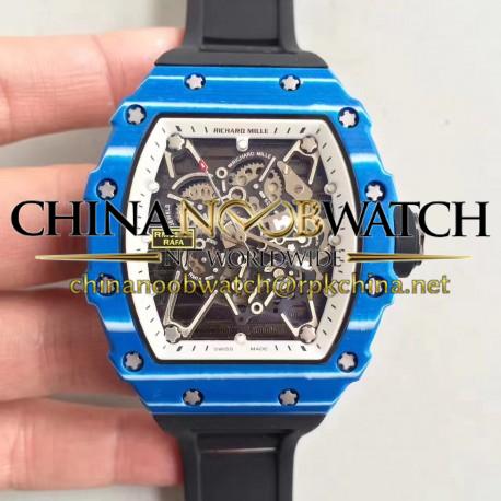 Replica Richard Mille RM35-01 Rafael Nadal KV Blue Forged Carbon White & Skeleton Dial M6T51