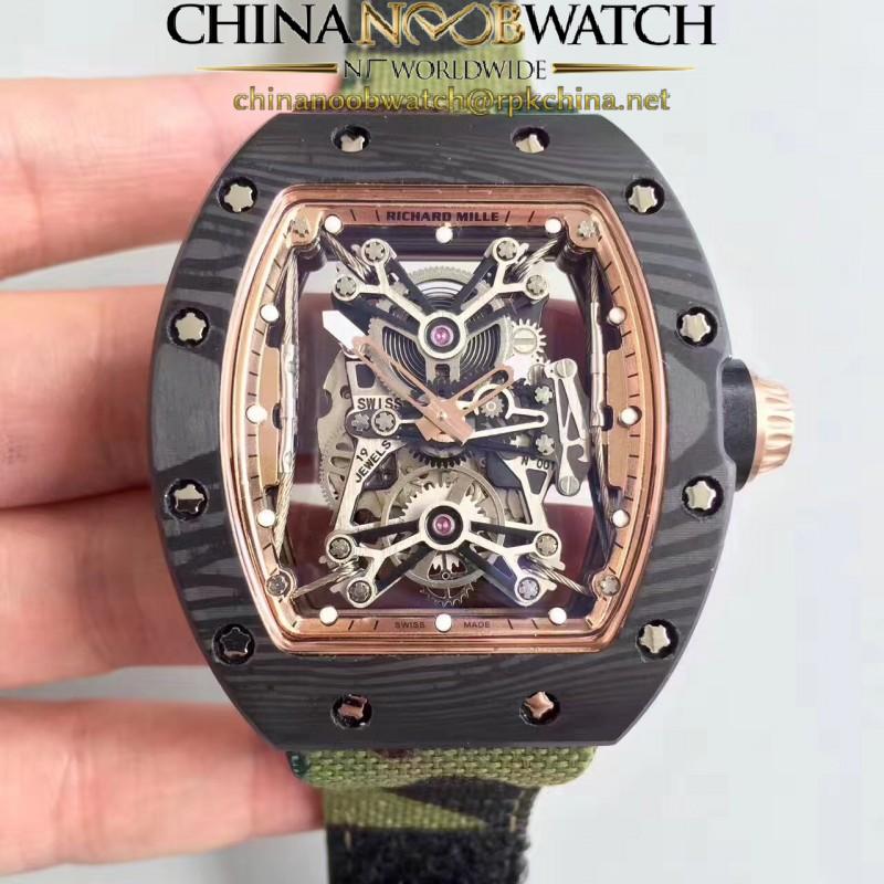 Replica Richard Mille RM50-27-01 NTPT KV Black Forged Carbon Gold & Skeleton Dial M9015