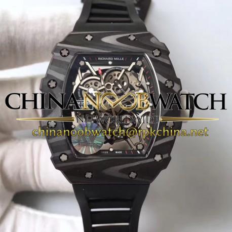 Replica Richard Mille RM35-02 Rafael Nadal Foundation KV Forged Carbon Black & Skeleton Dial M6T51