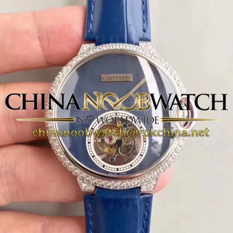 Replica Cartier Ladies Ballon Bleu Flying Tourbillon TF Stainless Steel & Diamonds Blue Dial Swiss 9452MC