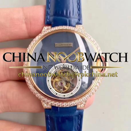 Replica Cartier Ladies Ballon Bleu Flying Tourbillon TF Rose Gold & Diamonds Blue Dial Swiss 9452MC