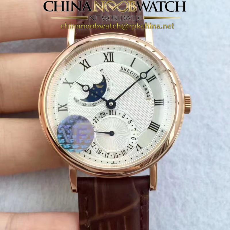 Replica Breguet Classique Moonphase 4434 VF Rose Gold Silver Dial Swiss Caliber 5165R