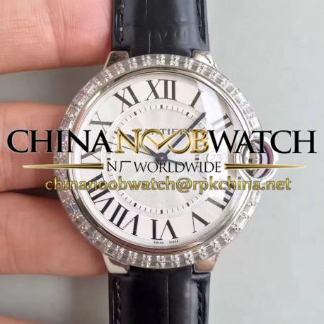 Replica Cartier Ballon Bleu 42MM WE900951 V6 Stainless Steel & Diamonds White Dial Swiss 2824-2