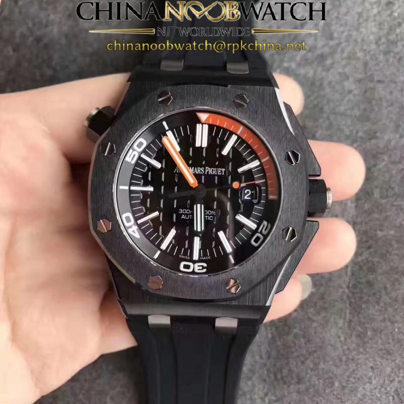 Replica Audemars Piguet Royal Oak Offshore Diver 15707CE.OO.A002CA.01 N Black Ceramic Black & Orange Dial Swiss 3120