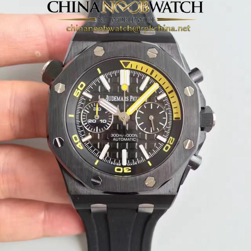 Replica Audemars Piguet Royal Oak Offshore Diver Chronograph 26703 JH Black Ceramic Black Dial Swiss 3124