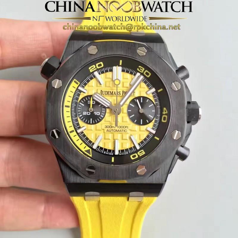 Replica Audemars Piguet Royal Oak Offshore Diver Chronograph 26703 JH Ceramic Yellow Dial Swiss 3124