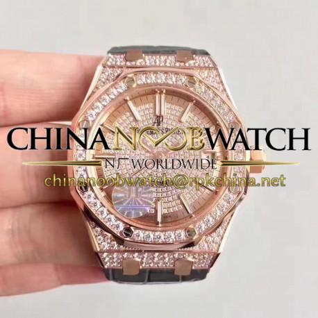 Replica Audemars Piguet Royal Oak 15450 JF Rose Gold & Diamonds Diamond Dial Swiss 3120