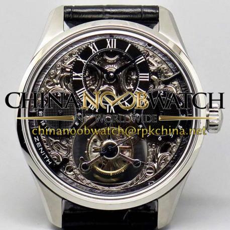 Replica Zenith EP Calender Skeleton SWISS Tourbillon SS/LE Black Swiss Tourbillon