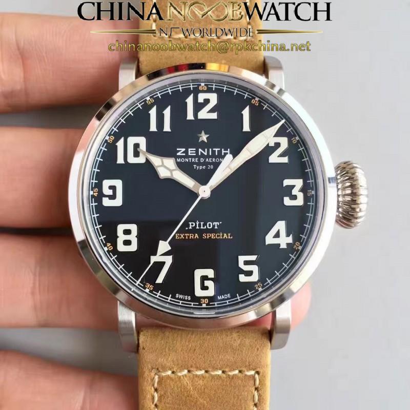 Replica Zenith Pilot Type 20 Extra Special 03.2430.3000.21.C738 XF Stainless Steel Black Dial Swiss 2824-2