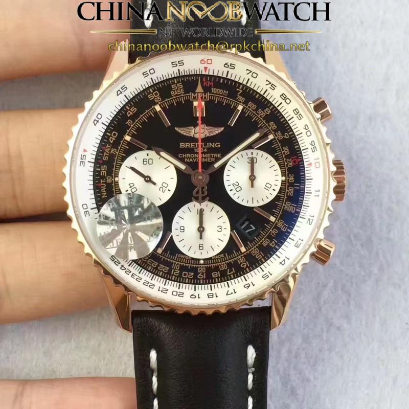 Replica Breitling Navitimer 01 RB012012.BA49.435X.R20BA.1 JF Rose Gold Black Dial SWISS 7750