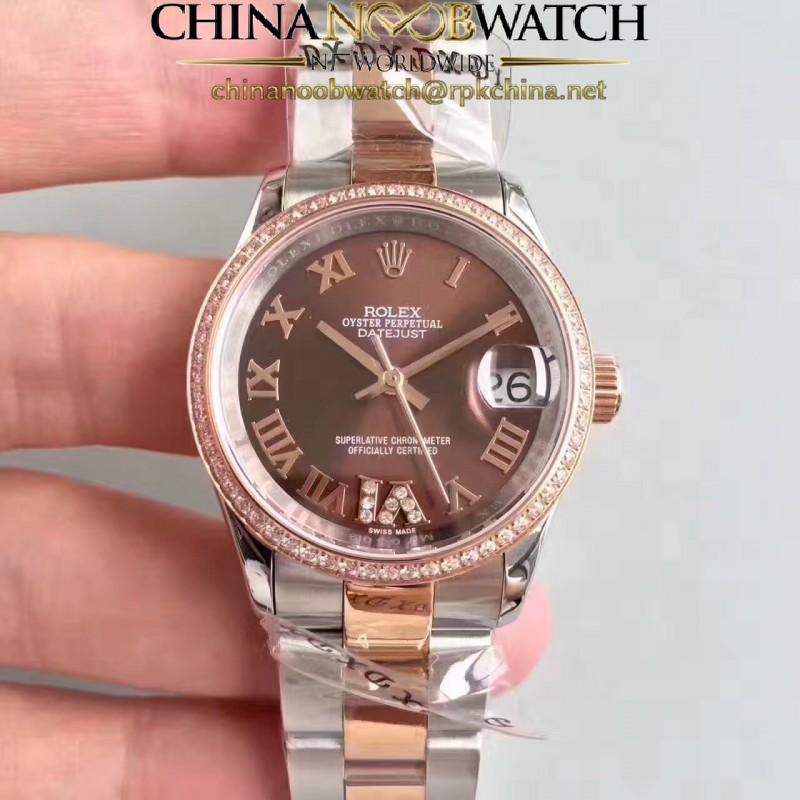 Replica Rolex Datejust 31 178341 31MM JF Stainless Steel & Rose Gold Chocolate Dial Swiss 2836-2