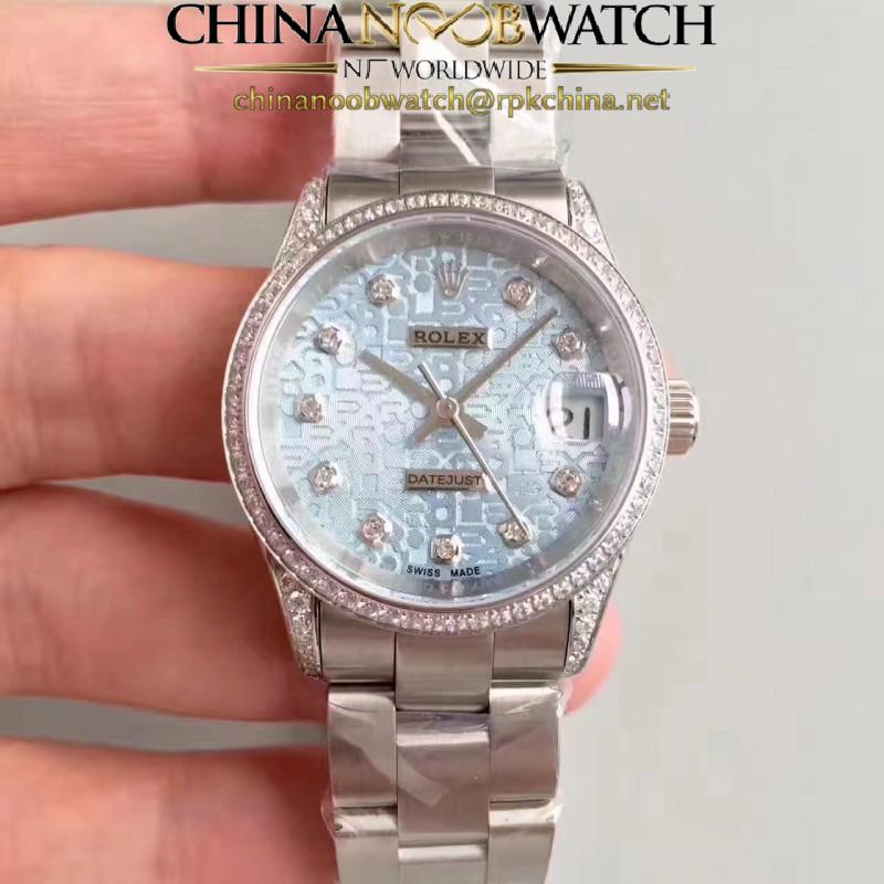 Replica Rolex Datejust 31 178159 31MM JF Stainless Steel & Diamonds Blue Dial Swiss 2836-2