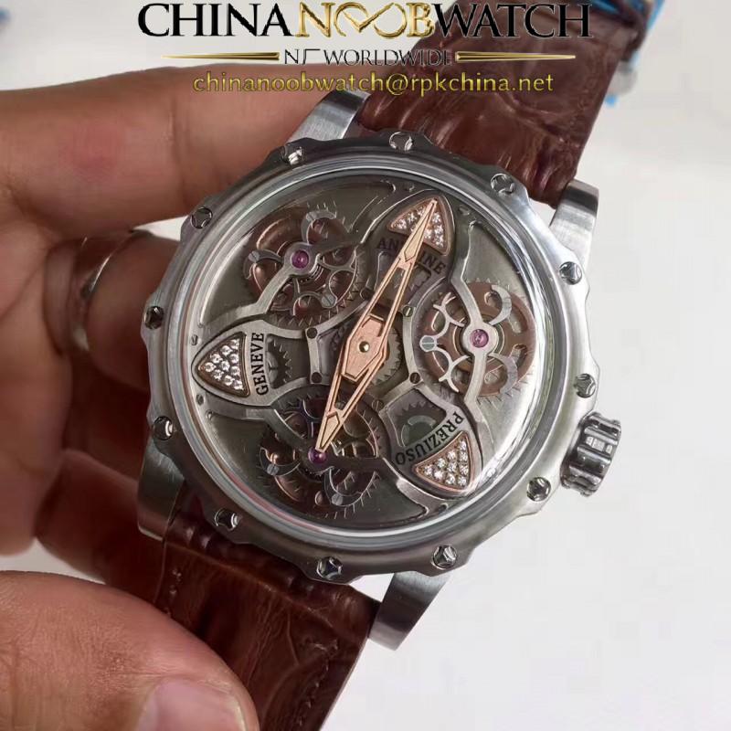 Replica Antoine Preziuso Tourbillon of Tourbillons LE Stainless Steel Silver Skeleton Dial Swiss Caliber AFP-TTR-3X