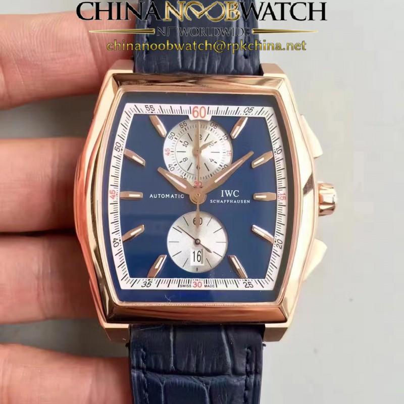 Replica IWC Da Vinci Chronograph IW376402 ZF Rose Gold Blue Dial Swiss 89361