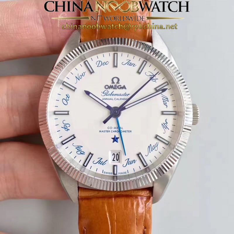 Replica Omega Globemaster Annual Calendar 130.33.41.22.02.001 OM Stainless Steel White Dial M9015