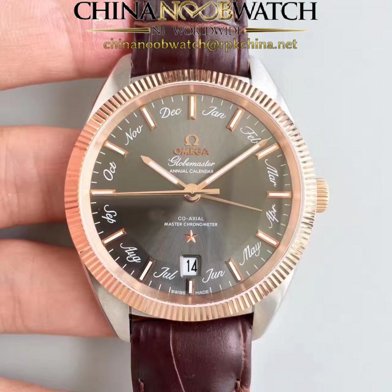 Replica Omega Globemaster Annual Calendar 130.23.41.22.06.001 OM Stainless Steel & Rose Gold Anthracite Dial M9015