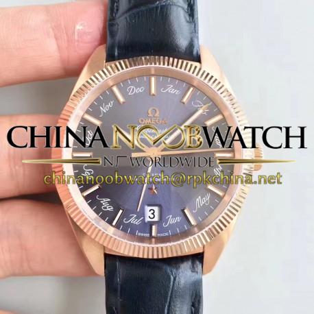 Replica Omega Globemaster Annual Calendar130.53.41.22.03.001 OM Rose Gold Blue Dial M9015