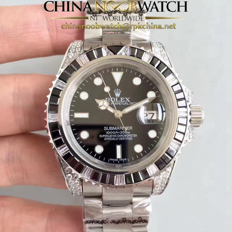 Replica Rolex Submariner Date 116610LN BP Stainless Steel & Diamonds Black Dial Swiss 2836-2